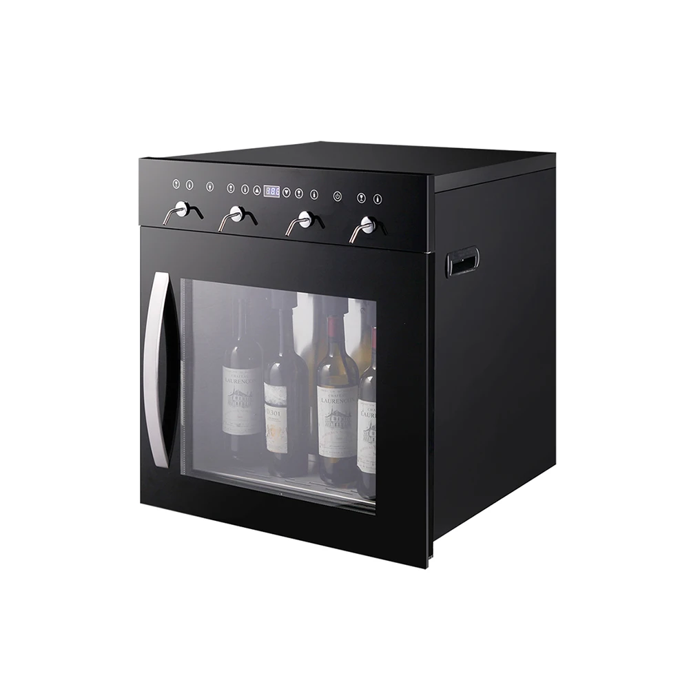 4 Bottle refrigerated wine dispenser black color build in wine fridge cooler for home