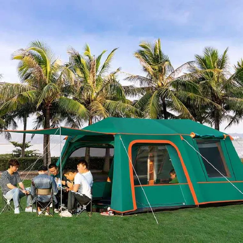5-8 Persons Camping Automatic Aluminum Waterproof 2 Bedrooms 1 Living Room Big Family Outdoor Tents