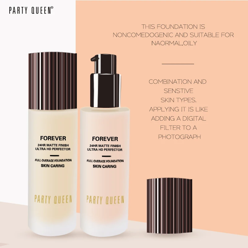 PARTYQUEEN 1#  High Perfection Skin-caring Luxury Foundation Cover Natural Liquid Foundation Face Long Lasting