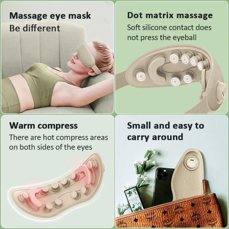 2024 3D port Eye Massage device Smart Eyes Care Massager with Heat Compression can foldable in carry bag
