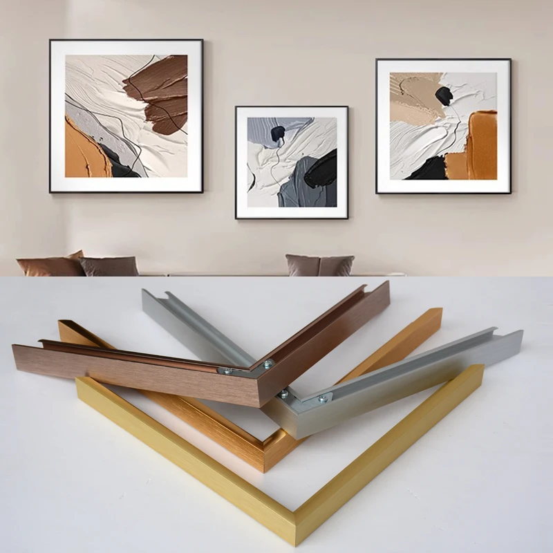 Custom Size Aluminum Poster Frames Moulding Metal Photo Picture Frame Bar Aluminum Molding Extrusion Line Strip Frame Moulding