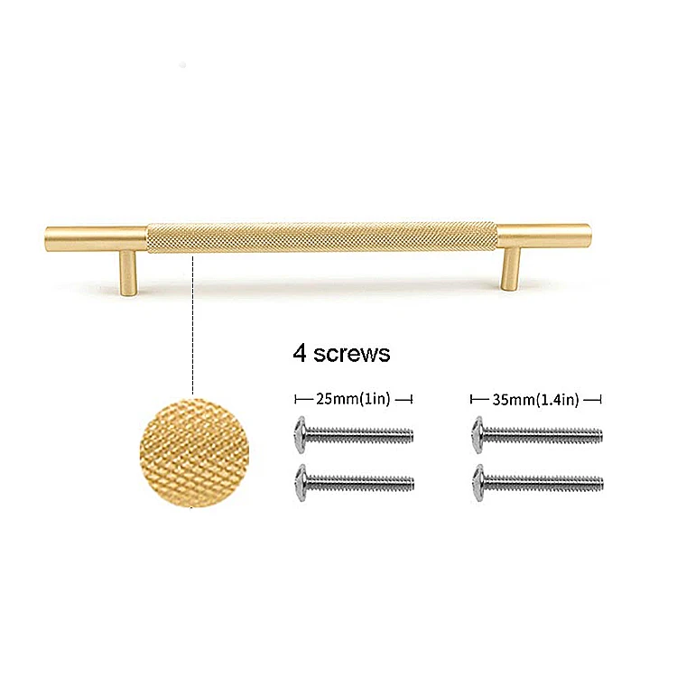 XWX Wholesale Gold Black Knurled Aluminum Profile Hardware Kitchen Cabinet Furniture Pull