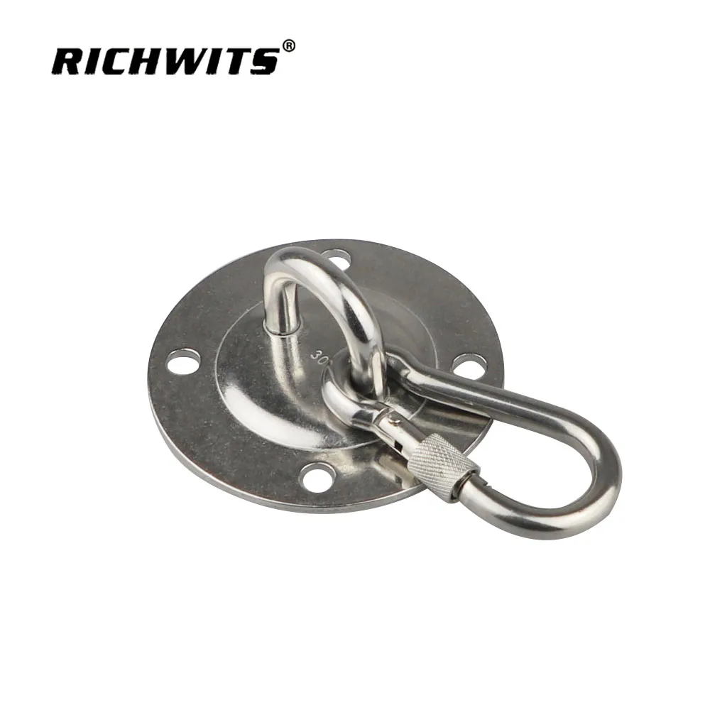 Rigging hardware stainless round deck pad eye plate ceiling wall mount hammock hanging swing hook