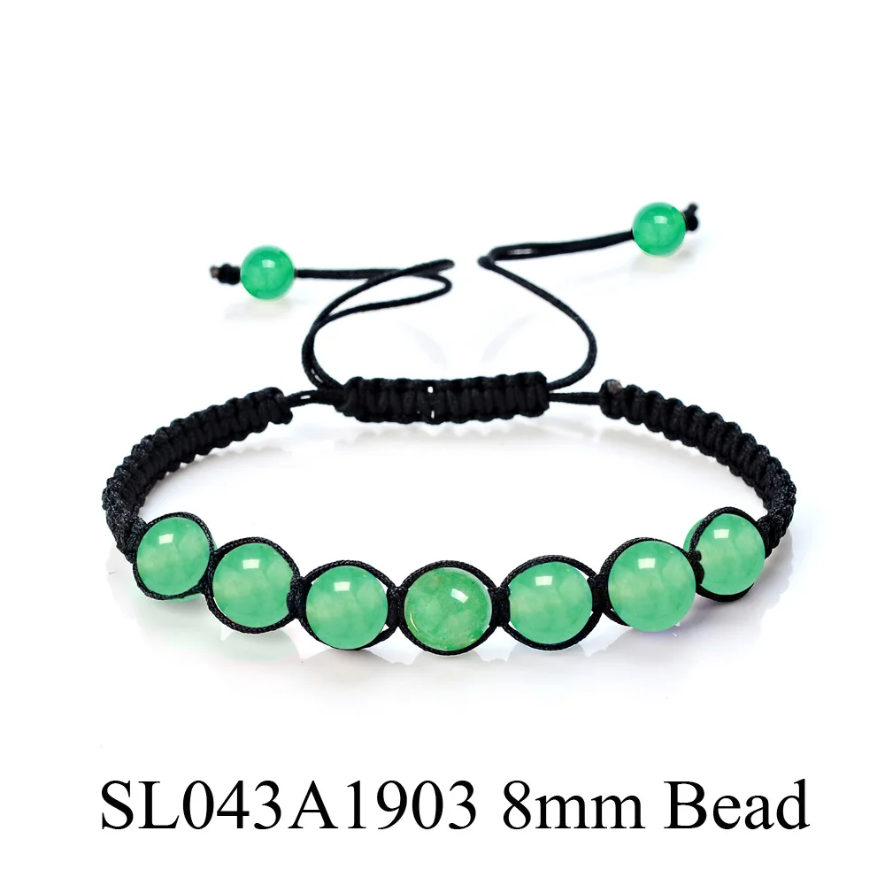 China Jewelry Factory Wholesale 8mm Stone Bead Pink Gemstone Jade Green Aventurine Red Agate  Elastic Rope Bracelet