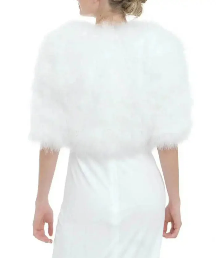 YR527 Fluffy Luxury Feather Coat Women Turkey Feather Top Ladies Crop Jacket