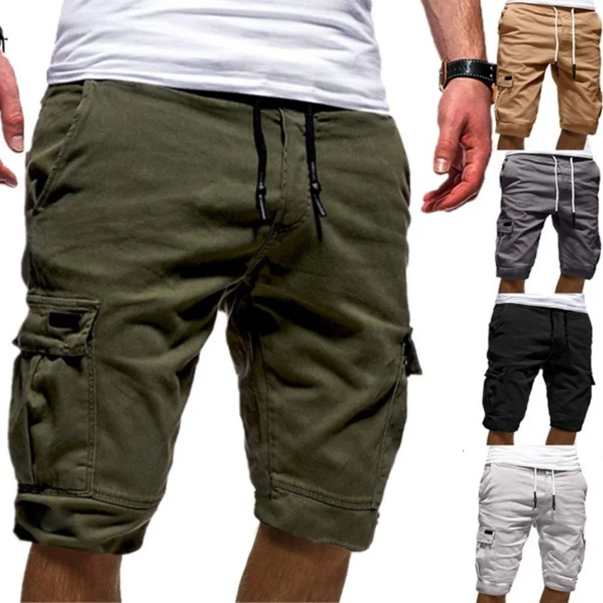 Custom Wholesale Hot Selling Men Casual Summer Cotton Plus Size Multi-Pocket Beach Pants Stretch Cargo Shorts For Men