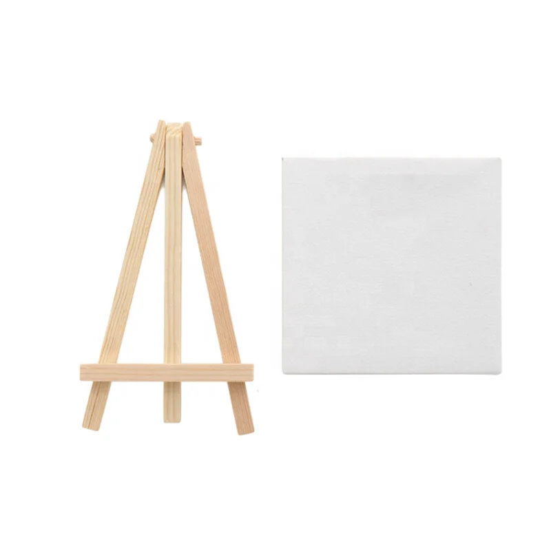 Keep Smiling Waterproof Painting Mini 10*10 Cm Canvas Art Boards Panel With Wooden Easel