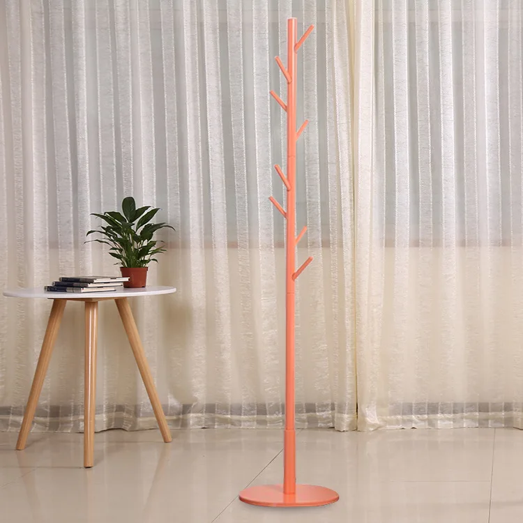 Bamboo Wooden Coat Rack Clothes Stand Garment Hanger with 8 Hooks Shelves for Hats Scarves Handbags