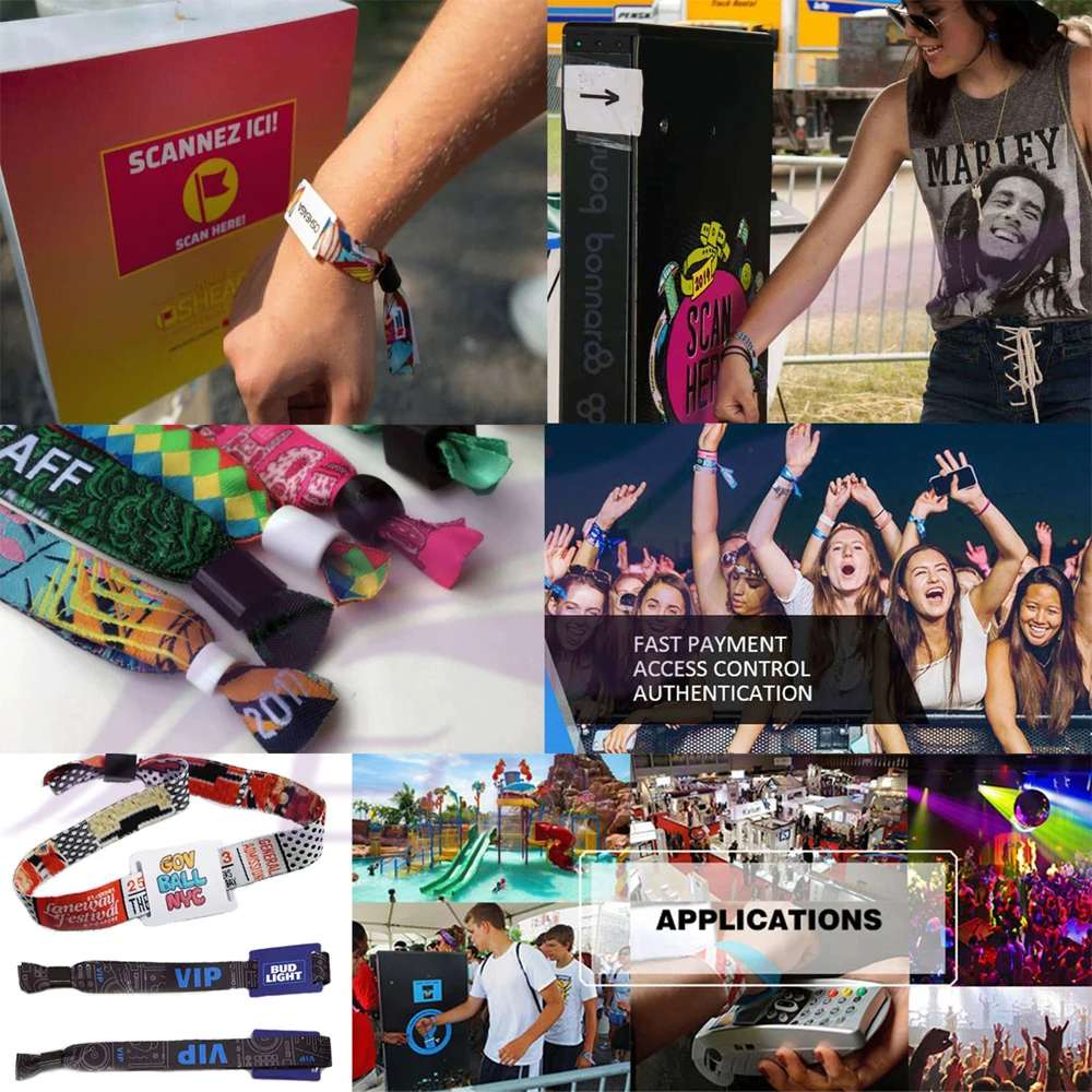 Handmade Custom Logo Rope String Bracelet Hotel RFID NFC Wooden Tag Braid Event Wristbands