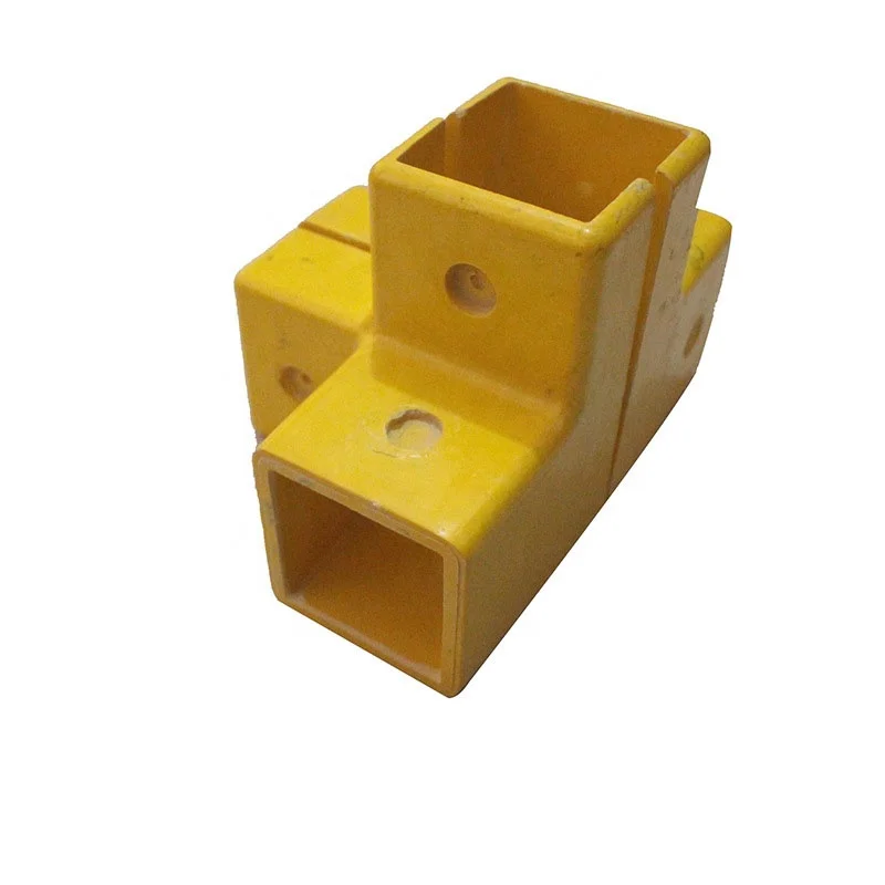 FRP Elbow Three Way Four Way Fiberglass Handrail Fittings Molded SMC Tee for Handrail System FRP tube pipe connector