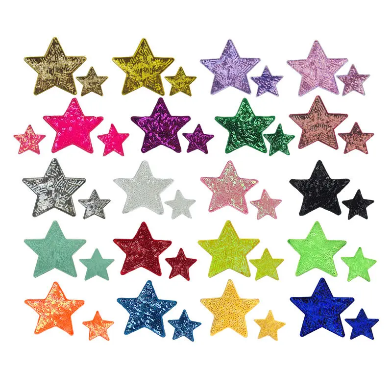 New Fancy Designer Iron On Backing Sequin Star Patch For Clothing