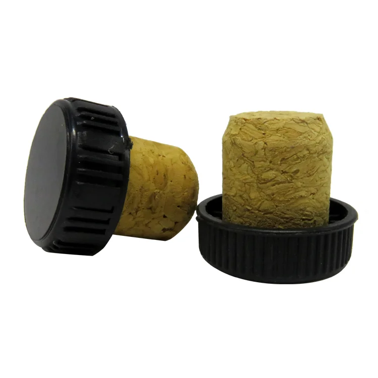 Customized Reusable T Shape Wooden Synthetic Wine Cork Stopper Wood Top Cap Polymer Cork