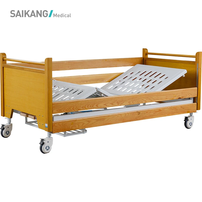 H2h Medical Appliances Economic Wooden Emergency Hospital Bed With 2 Crank