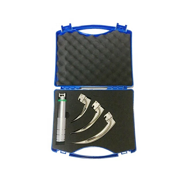 Adult Use 3 Mac Reusable Fiber Optic Blades Xenon Laryngoscope Kit For Placement Of Endotracheal Tube