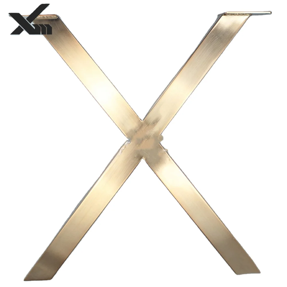 
Stainless steel,iron Furniture metal x leg table welding gold metal desk base steel silver chrome table legs polish 