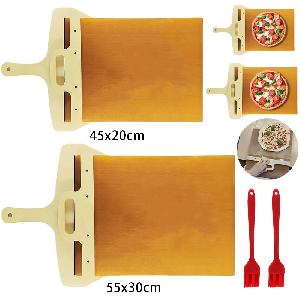 Sliding Pizza Peel Non-stick Abs/Wooden Pizza Transfer Shovel with Handle, Pizza Tray Baking Tool Kitchen Accessories