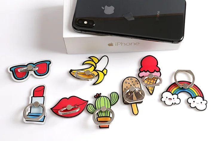 Novelty cute funny creative custom donut doughnut shaped smart phone finger ring phone holder and stand for mobile cellphone