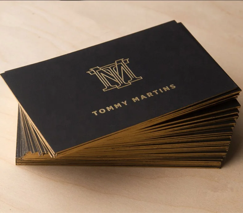 700gsm black card digital business card Gold border black card high-grade business card printing, gold foil,embossing
