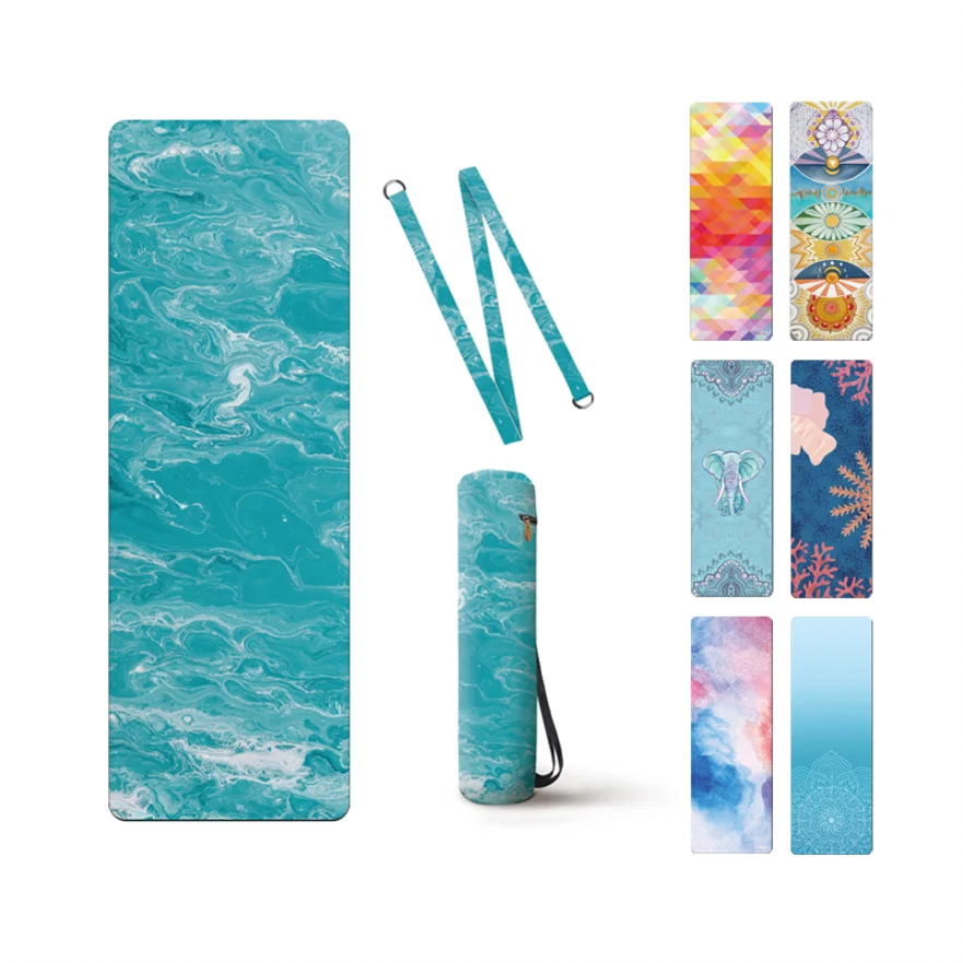 Custom LOGO Lightweight Tpe Yoga Mat Microsuede Exercise Mat Eco-friendly Natural Rubber Ideal For Pilates
