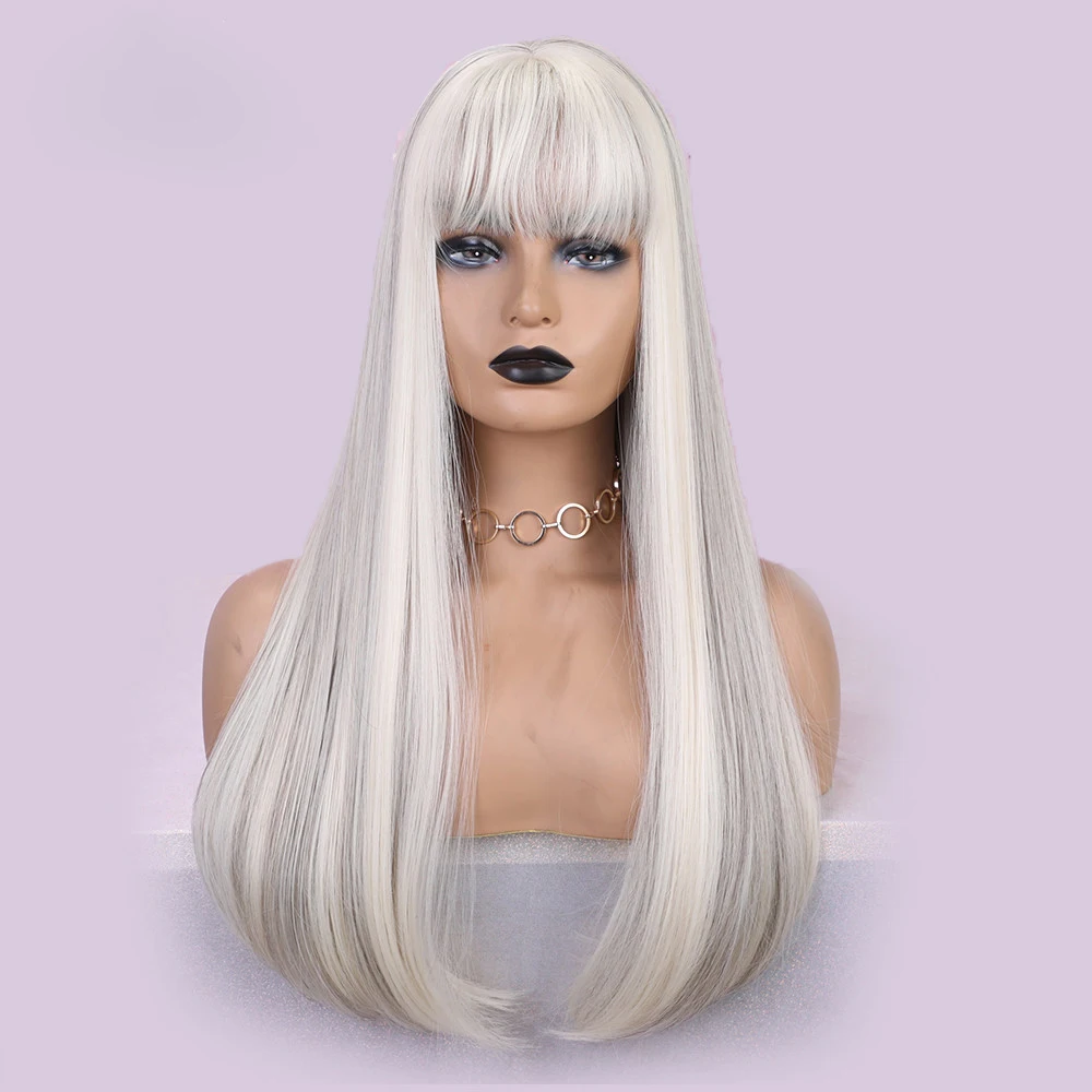 Wholesale Synthetic Hair Long Straight Green White Brown Blonde Full Head Wigs