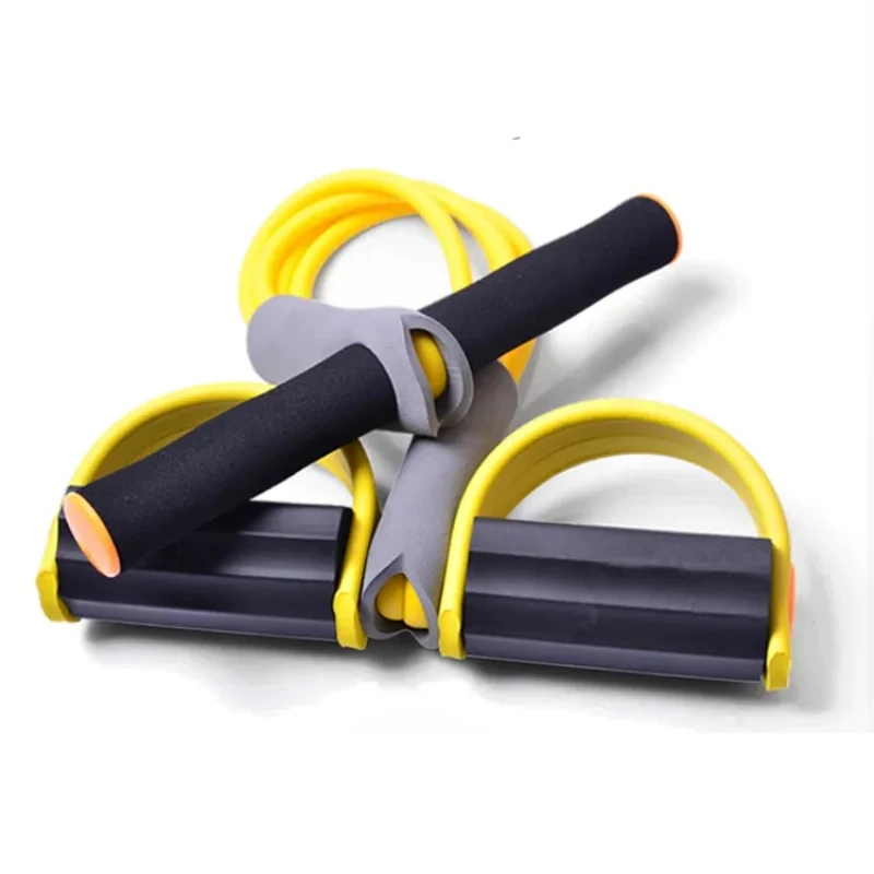 MKAS Custom Exercise 4 Tube Latex Resistance Bands Pedal Exerciser Fitness Elastic Sit Up Pull Rope