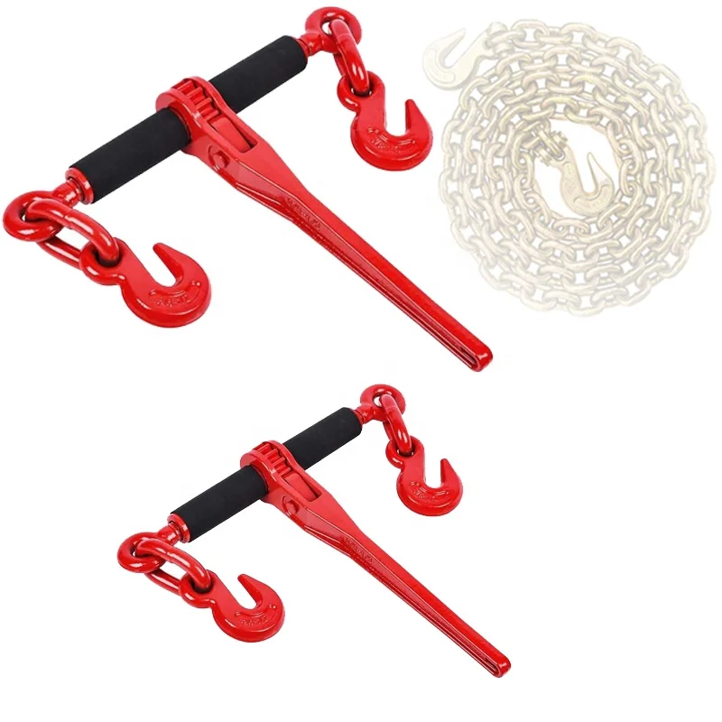 FULE High Quality L-150 Ez Lever Type Ratcheting Binders with Clevis Hooks Chain G80 Steel Forged Transport Ratchet Load Binder