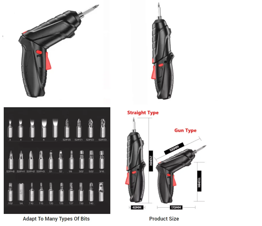 Portable 4.2V Mini cheap cordless electric screwdriver set manual 47pcs Electric screwdriver
