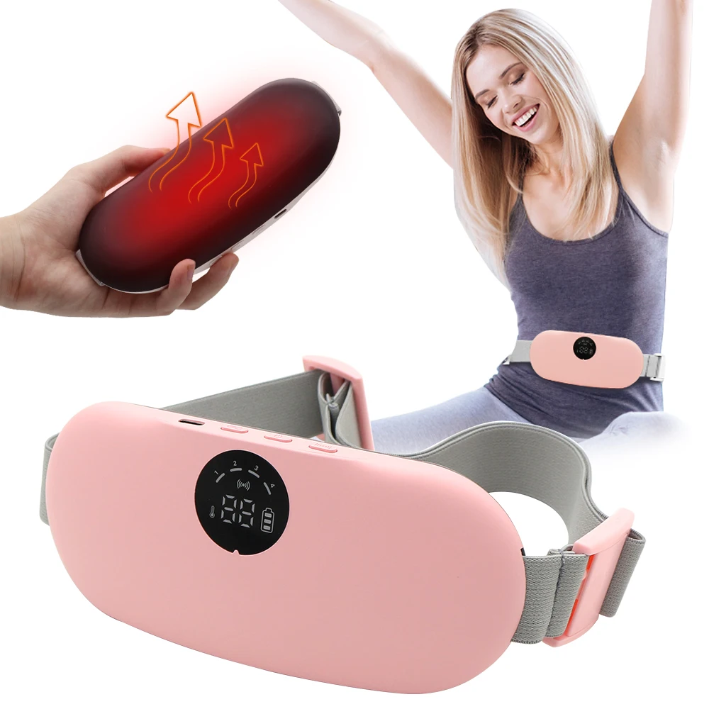 New Patent Heating Vibration Menstrual Heating Pad Women Period Pain Relief Massage Belt Menstrual Heating Pad With Display