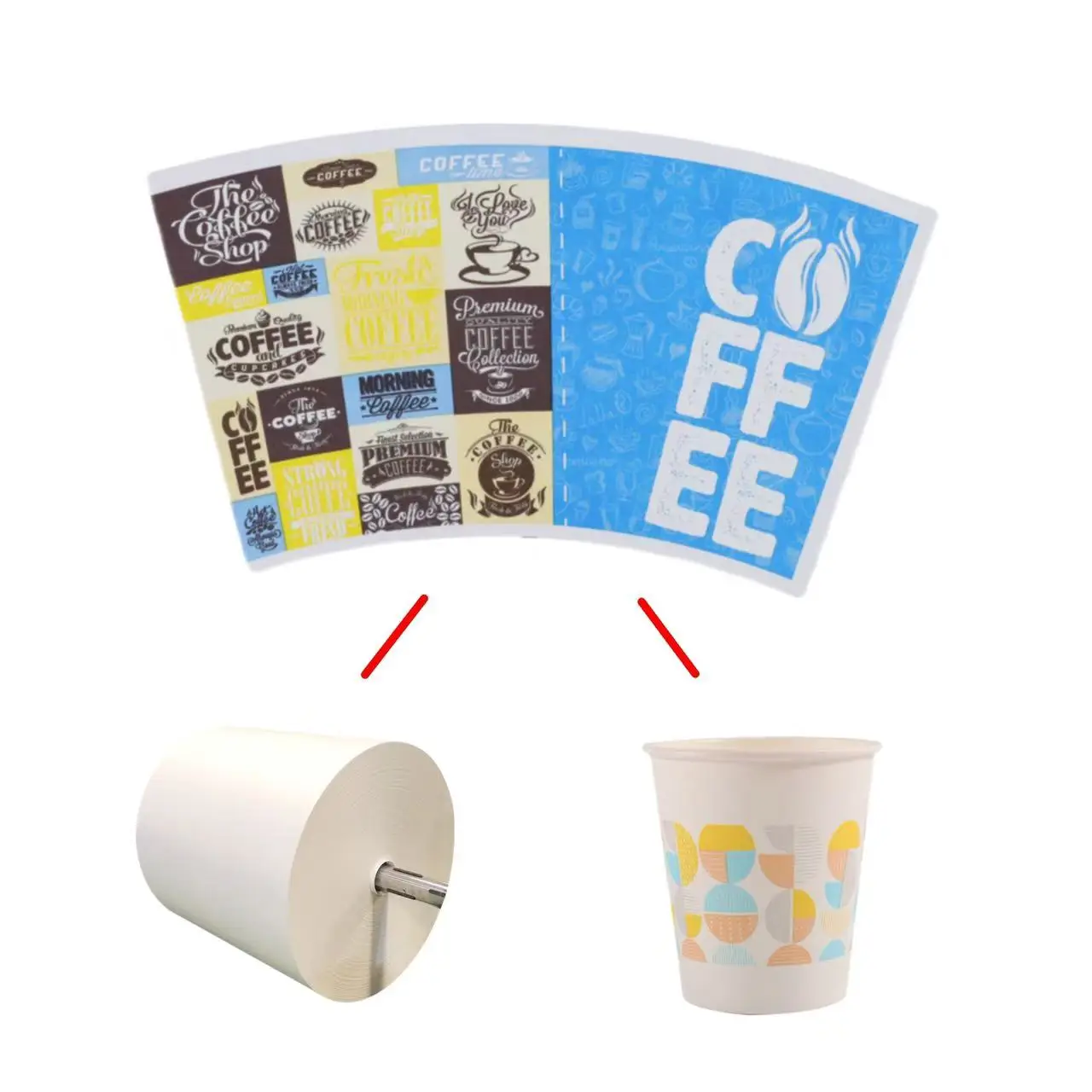 Factory Custom disposable higher quality hot selling Paper Cup Fan pe coated 100% biodegradable,1PE paper,2PE paper