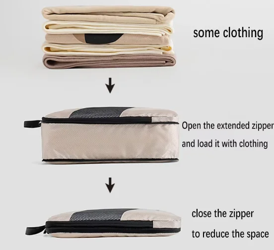 Custom High Quality Travel Clothing Organizer 6 Piece Compression Bag Set Zippered Packing Cubes for travel Luggage