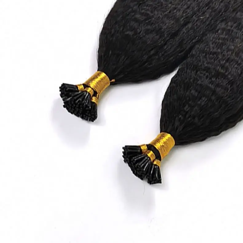 ISWEET Wholesale Kinky Straight Virgin Brazilian Hair I Tip Hair Extensions Keratin Micro Link Hair Extensions