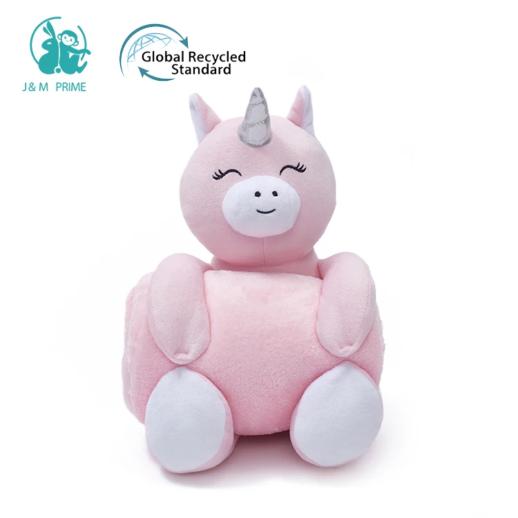 Animal Character Plush Unicorn Stuffed Toys With Blanket Cozy Warm Cute Unicorn Plush Blanket