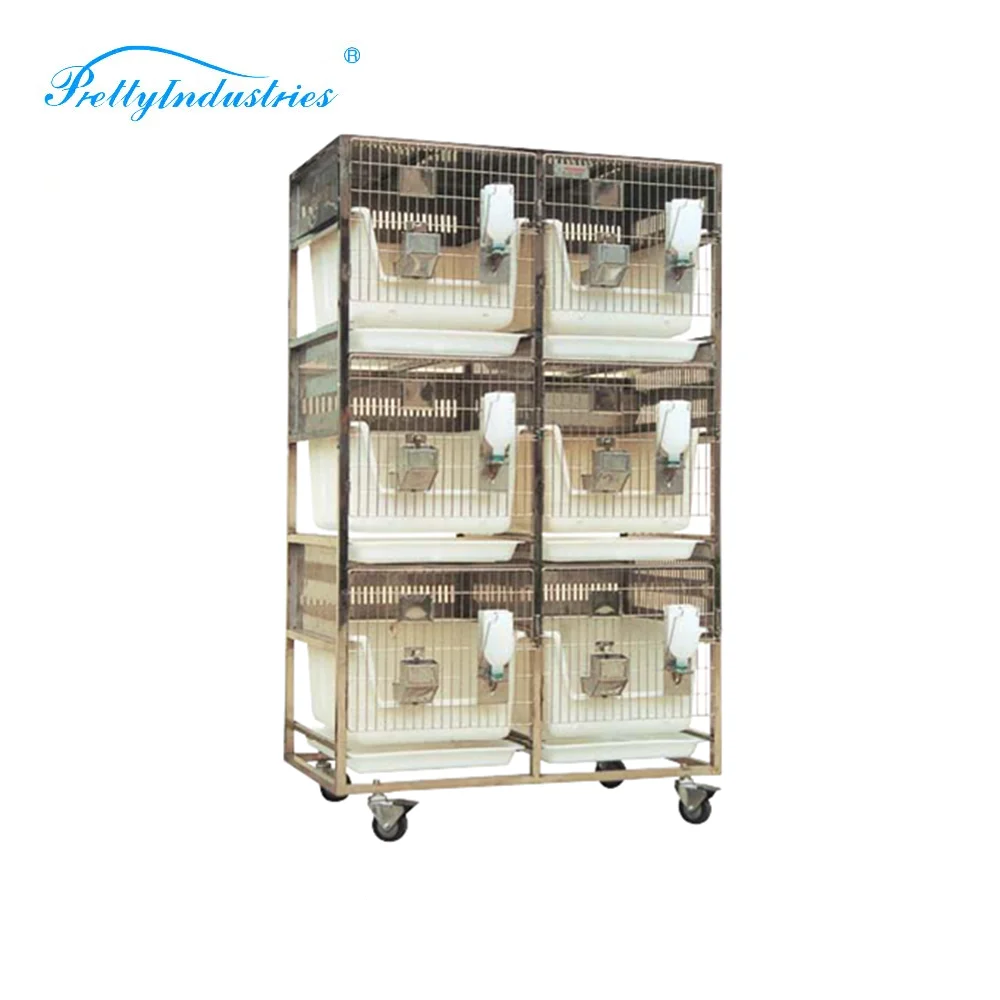 Model RBS53P-6 Stainless Steel New-style Rabbit Cage Experimental Animal Rack with Cage for Laboratory Rabbits