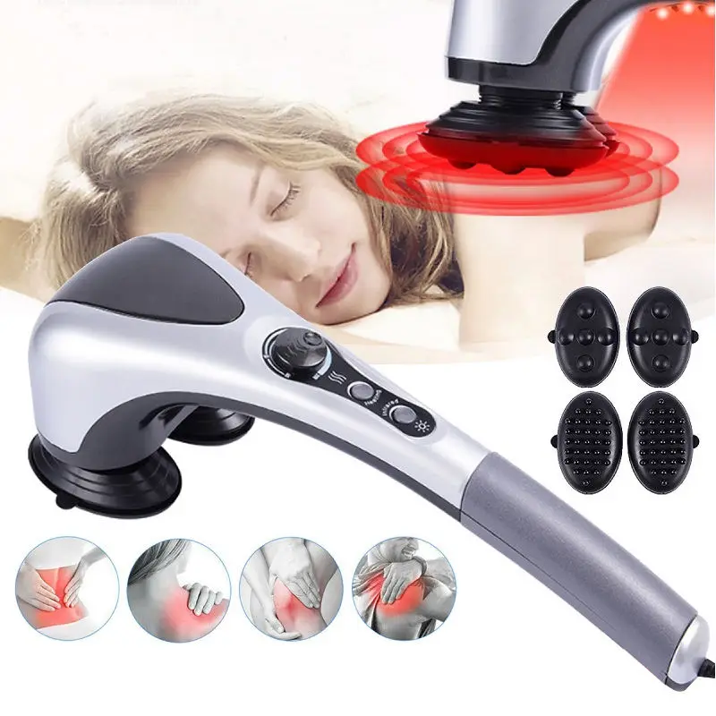 Electric Handheld Back Massager Infrared Heating Hammer Massager With Double Head Used to Full Body Massage Pain Relief