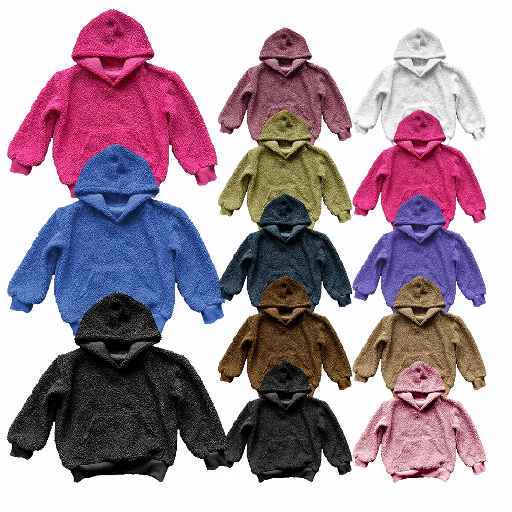 Yiwu Ruidian осень-зима 2024 модный однотонный плюшевый бархатный пуловер с рисунком флисовая Детская толстовка капюшоном дизайнерская детская одежда