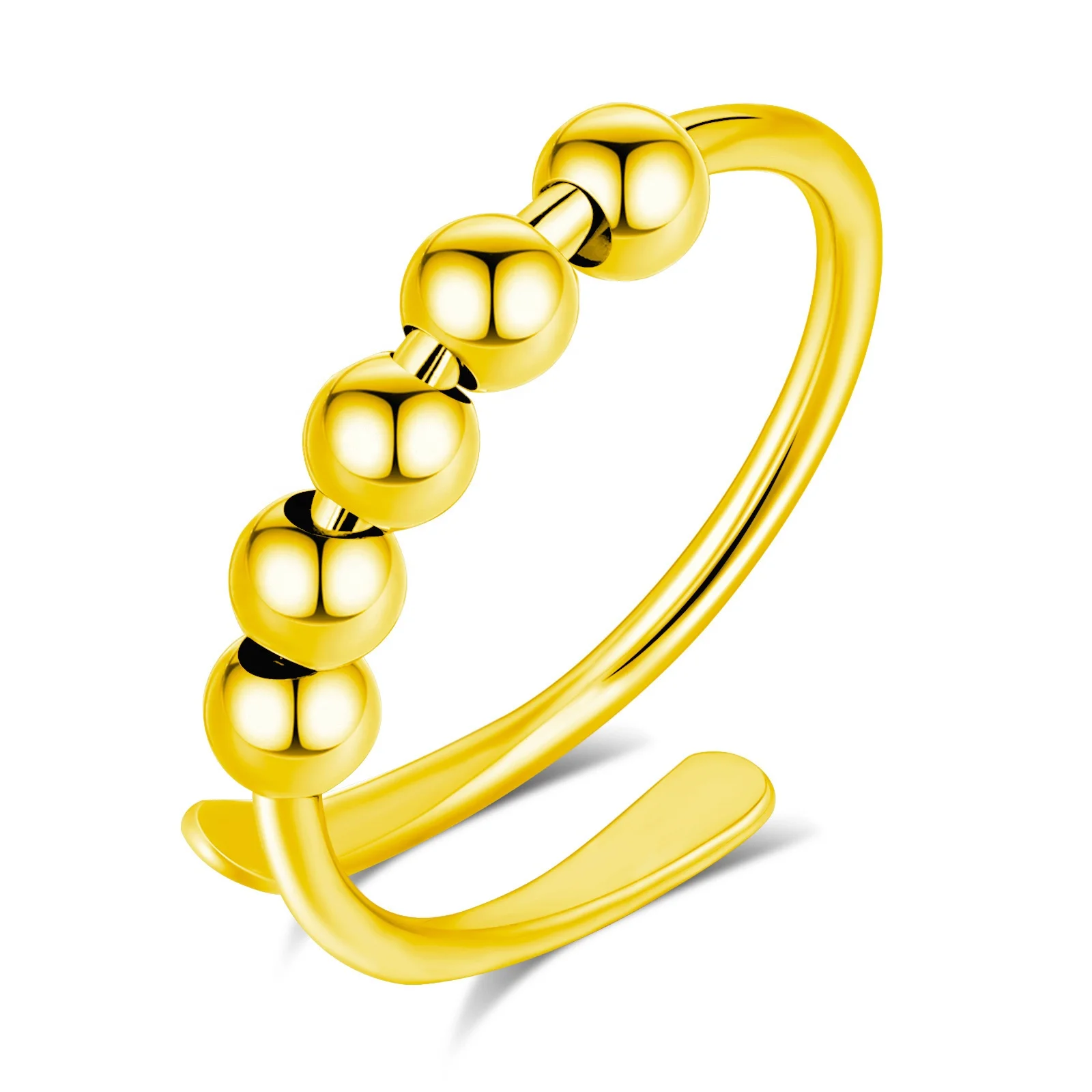 Adjustable Size Relaxation Rotatable Beads Spinner Stress Relief Mindfulness Calming Fidget Anxiety Rings for Women