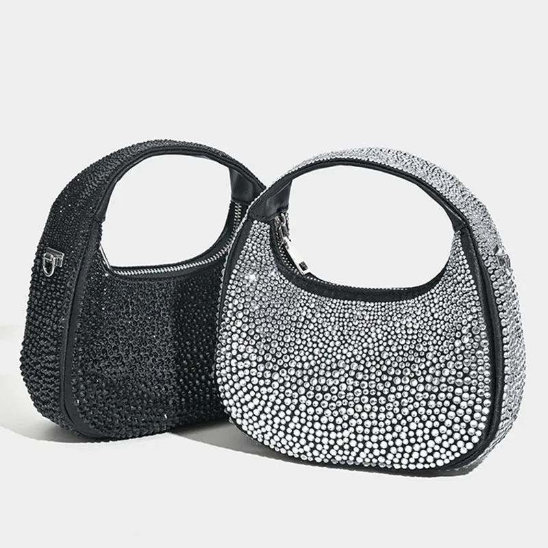 Newest Gown Unique Evening Wedding Female Handbag Diamond Lady Small Rhinestone Hobo Bag Silver Design Woman Clutch Purse