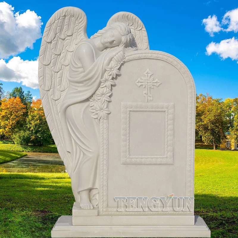 Custom modern designs marble unique angel statue monuments headstones