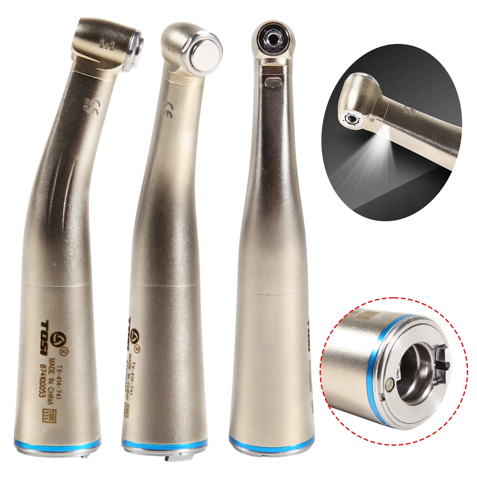 Hot Selling! Dental 1:1 Fiber Optic Contra Angle Handpiece Push Button Fit NSK E-Type TOSI