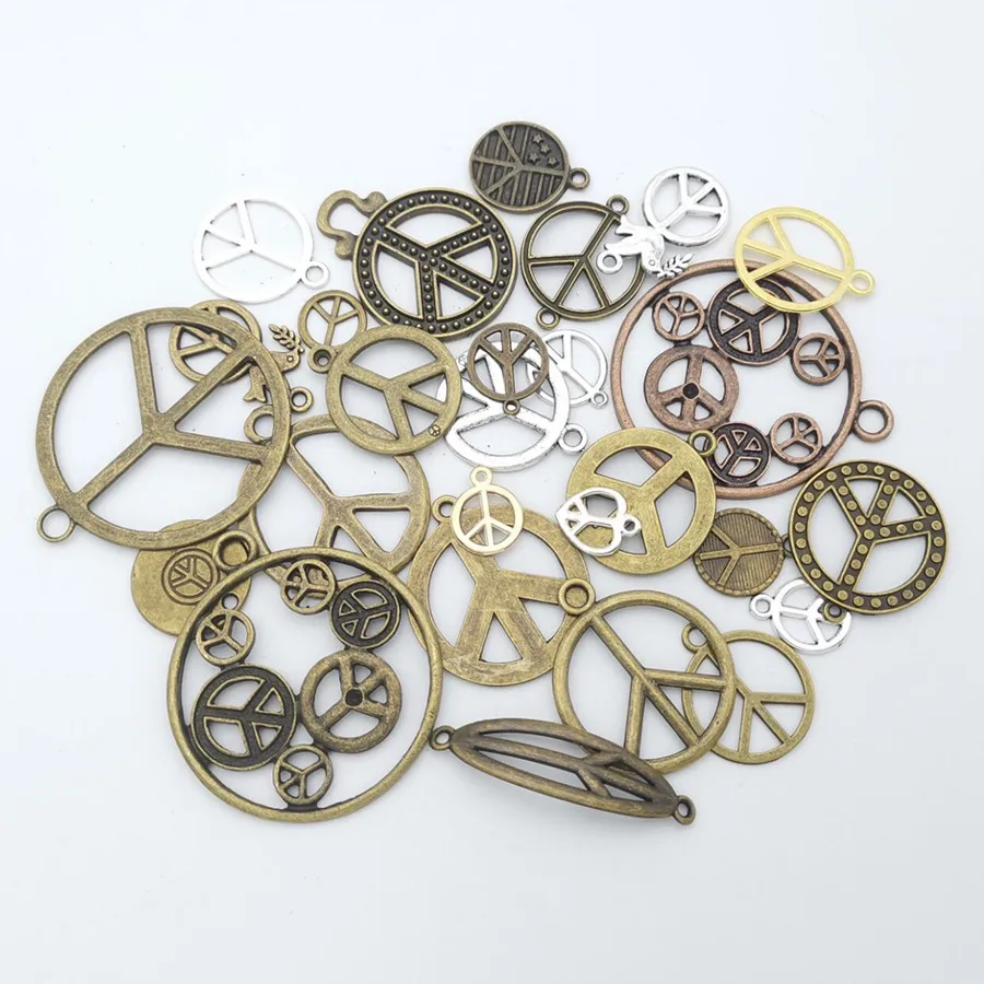 Golden Silver Antique Brass Airplane Vintage Metal Alloy Pendant Charms Tags jewelry accessories Peace Music Clover Key Lock Bag