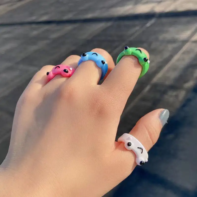 Colorful Acrylic Frog Chick Ring Funny Personality Cartoon Cute Ring Gift Jewelry for Women Wholesale Bulk