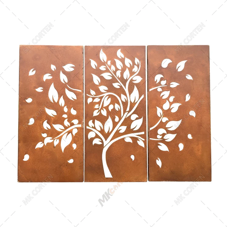 Decorative Laser Cut Corten Steel Free Standing Privacy Screens