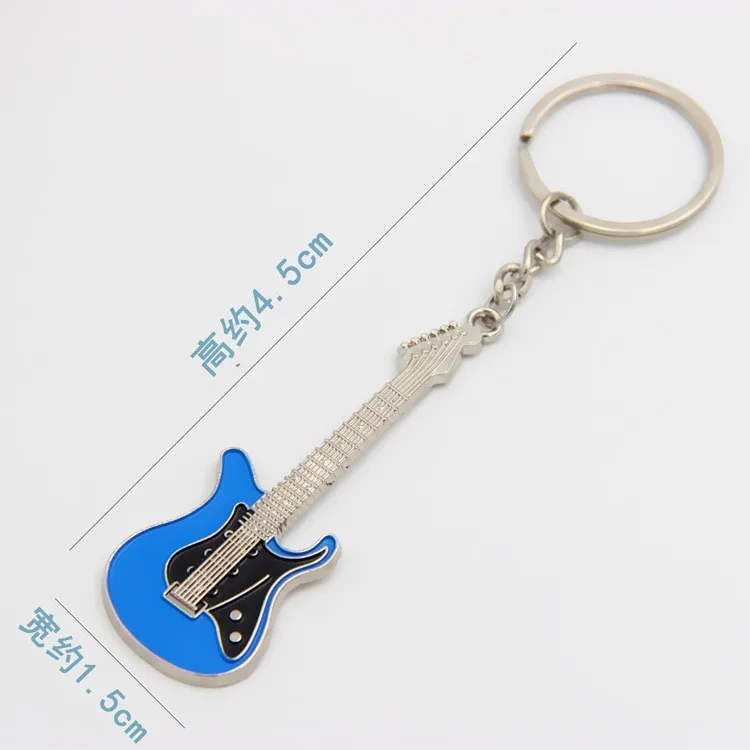 Metal Musical Pendant Car Key Rings Silver Color Women Man Handbag Ornaments Accessories Gifts Trendy Guitar Keychains
