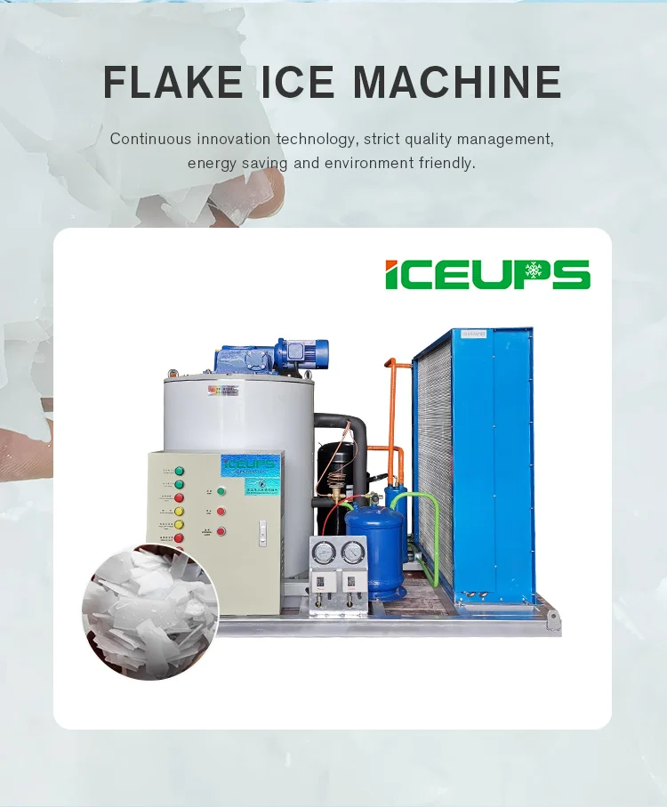 ICEUPS Good Price 300 Kg New Design Industrial Flake Ice Making Machines For Seafood Freezing Flake Ice Machine