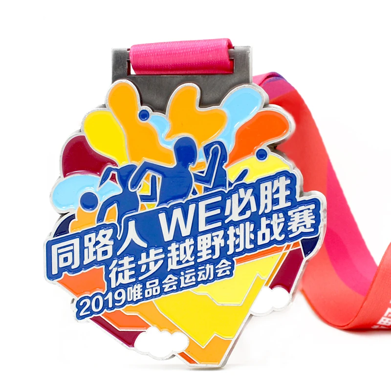 Surewin crafts manufacturer custom design custe panda 3d metal finisher medal with ribbon