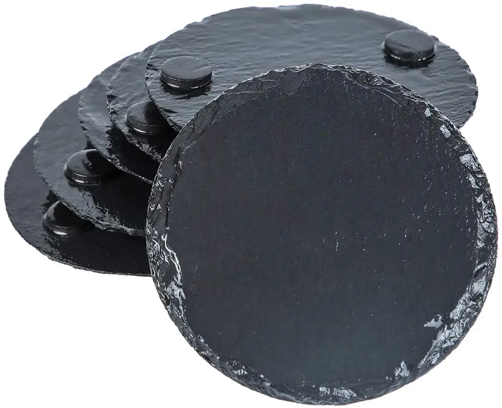 wholesale D10CM Natural Slate Drink Coasters Glass Mug Cup Mats Drink Pats Table Placemats For Home Kitchen Use