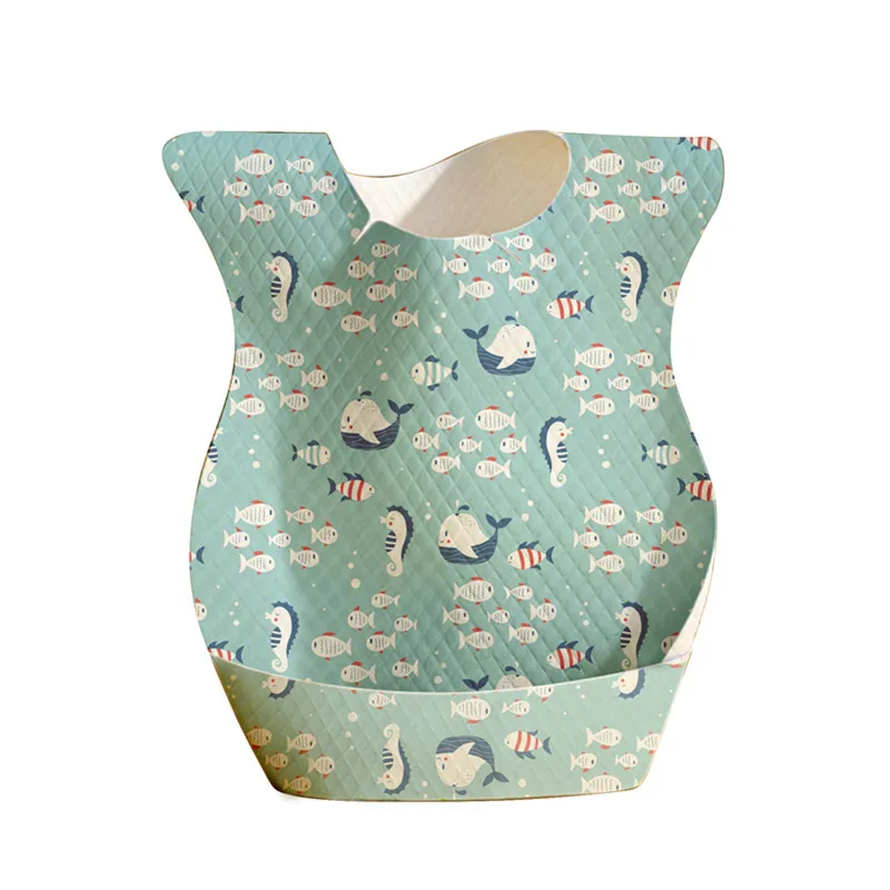 Cute baby Pocket Cartoon Print waterproof pocket bib Disposable 3D baby bib