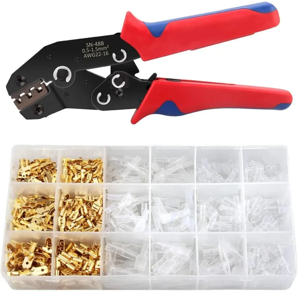 sn-48b crimping tool 600 pcs 4.8/6.3 plug terminal crimper crimping pliers wire 0.5-1.5mm2 alicate AWG 20-15 hand tool krimptang