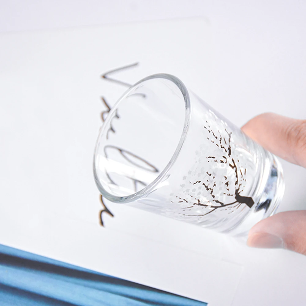 Wholesale blossom color changing japan japanese korean magic flowers sakura tree design soju glass cup