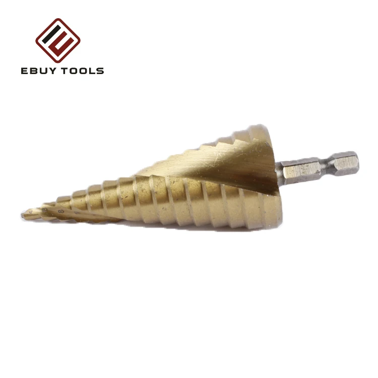 4-12mm 4-20mm Ebuy tools spiral step drill bits straight groove step drill hex handle reamer pagoda drills for stainless steel